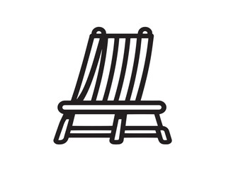 Beach icon 2D vector line art in a clean minimalist style for vacation