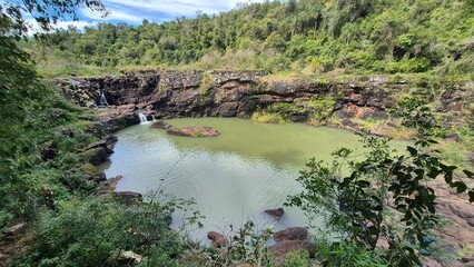Waterfalls and rivers in the Amazon rainforest
