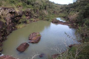Waterfalls and rivers in the Amazon rainforest
