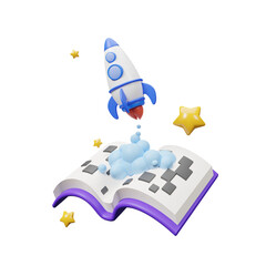 3D Back to school icon isolated on transparent background, Education and online class concept. Objects related to education theme. Back to school. Concept of learning, knowledge. 3d rendering