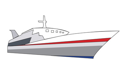 AdobIllustration of a modern cruise ship isolated on white background, showcasing its design and features