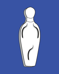 A white wooden dummy for practicing martial arts stands against a blue background in this illustration