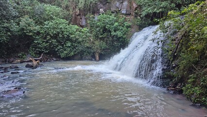 Waterfalls and rivers in the Amazon rainforest
