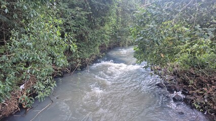 Waterfalls and rivers in the Amazon rainforest
