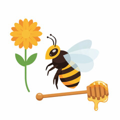 Honeybee Flower and Honey Dipper.