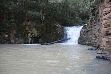 Waterfalls and rivers in the Amazon rainforest
