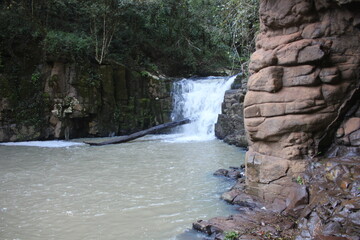 Waterfalls and rivers in the Amazon rainforest
