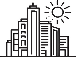 City Element icon 2D vector line art in a clean minimalist metropolitan graphic