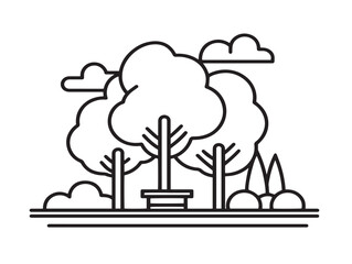 City Park icon 2D vector line art in a clean minimalist green space style