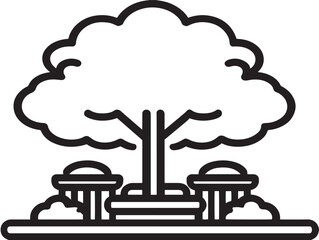 City Park icon 2D vector line art in a clean minimalist urban nature design