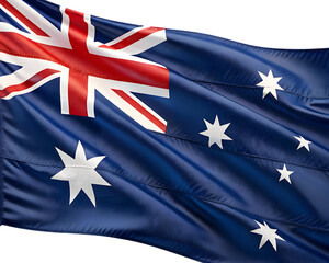 3d icon of the australian flag waving in the wind isolated on a transparent background