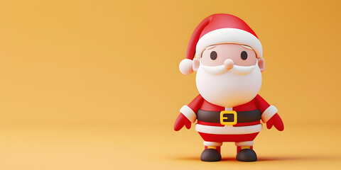 Cheerful cartoon character, resembling a jolly figure, stands against a warm, orange background; this brightly colored, three-dimensional illustration conveys feelings of joy and holiday cheer,...