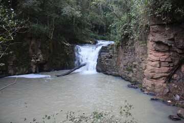 Waterfalls and rivers in the Amazon rainforest

