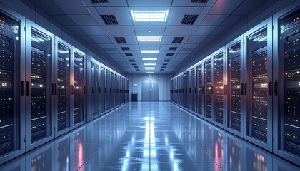 Server room, futuristic, illuminated