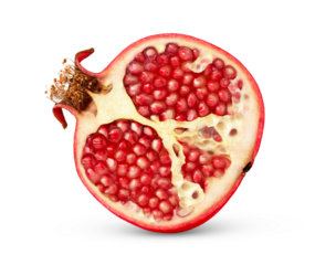 Half of pomegranate isolated. Pink pomegranate fruit with clipping path.