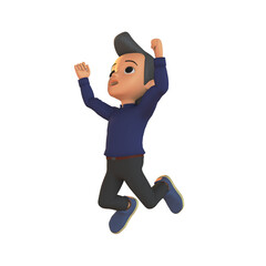 Young Man Celebrate Success 3D Illustration