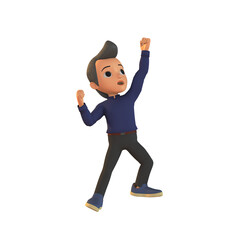 Young Man Celebrate Success 3D Illustration