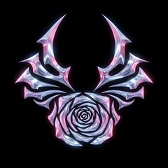 Fototapeta premium Tribal wings with rose and iridescent metallic texture