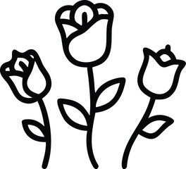 Rose flower outline vector illustration floral design element drawing eps silhouette