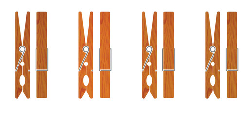 Wooden clothespin or clothespeg. For clothesline on a sunny day or pegs hang on a washing line. Wood clothes pin or clothes peg. Clothespins icon. Empty wooden clothes pegs. laundry fastener tool.