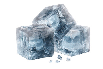 Three Ice Cubes Stacked in a Triangular Formation on Transparent Background