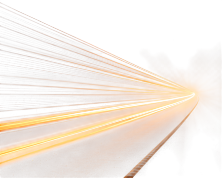 3d icon of abstract light trails of orange and yellow streaks moving fast isolated on transparent background