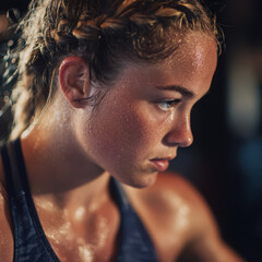 Fototapeta premium Focused determined athlete. High quality photo