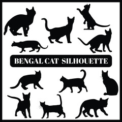 Bengal Cats silhouette set box icon Bengal Cat illustration silhouette Bengal Cat