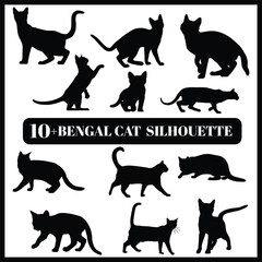 Bengal Cat silhouette set box icon Bengal Cat illustration silhouette Bengal Cat