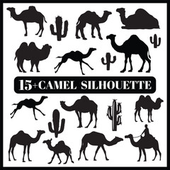 Camel silhouette set box icon Camel illustration silhouette Camels