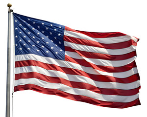 Obraz premium 3d icon of american flag waving on a flagpole isolated on transparent background