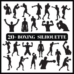 Boxing silhouette set box icon Boxing illustration silhouette Boxing