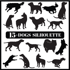 Dogs silhouette set box icon Dogs illustration silhouette Dogs