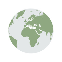 Fototapeta premium Flat design vector illustration of planet Earth globe centered on Europe and Africa