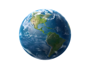 3d icon of 3d render of planet earth showing north and south america isolated on transparent background