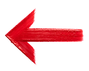 3d icon of red arrow pointing left, isolated on transparent background