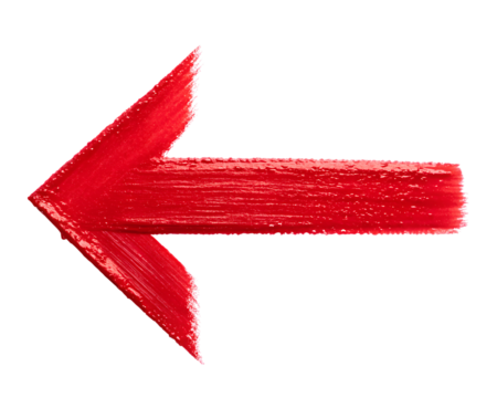3d icon of red arrow pointing left, isolated on transparent background