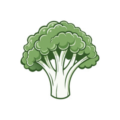 Illustrated broccoli plant with a light green color against a white background.