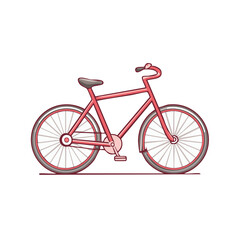 Fototapeta premium Illustration of a stylized pink bicycle with seat, wheels, and pedals in a vector graphic, isolated on white.