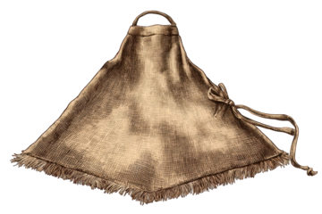 Vintage Antique Coin Purse Handbag with Drawstring on Transparent Background