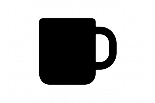 Black coffee mug silhouette icon on transparent background representing hot drink beverages