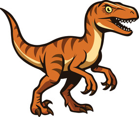 Fierce Cartoon Velociraptor Dinosaur Vector