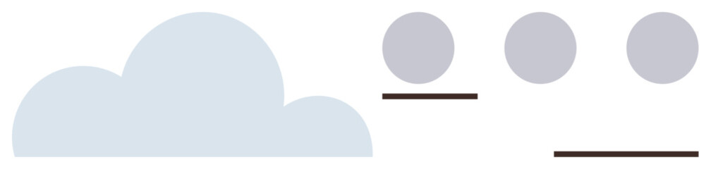 Cloud paired with three floating dots and lines symbolizing connectivity, simplicity, and data flow. Ideal for technology, data storage, internet, minimalism, cloud computing, communication simple