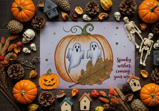Halloween Greeting Card Mockup