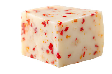Pepper Cheese Cube on Transparent Background with Red Chili Flakes