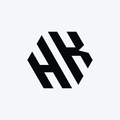 Letter HK Hexagon Shape Modern Monogram Logo