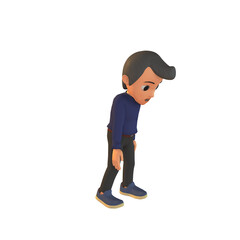 Sad Boy Angry 3D Illustration