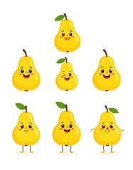 Cute cartoon pears in various poses