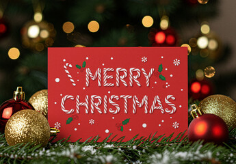 Merry Christmas Greeting Card Mockup