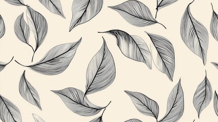 Elegant Leaf Pattern on Cream Background